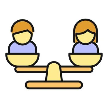 Gender equality scale balancing man and woman Stock Illustration