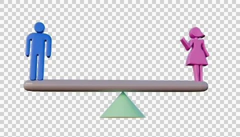 Gender equality scale with man and woman. Stock Illustration