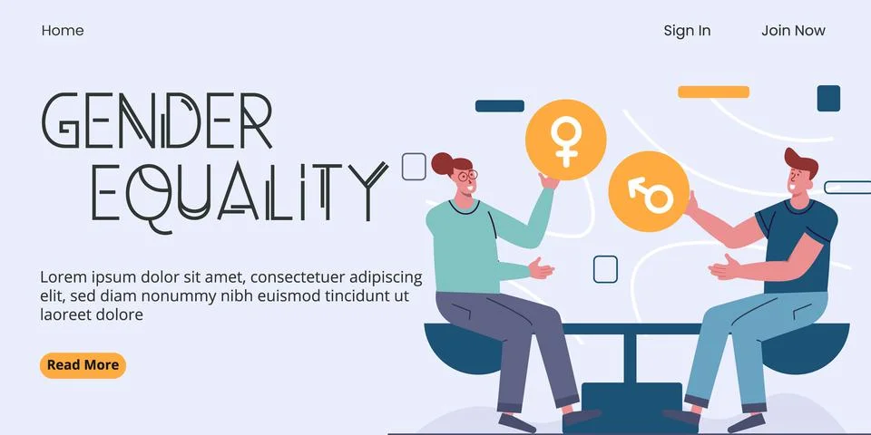 Gender Equality vector website template Stock Illustration