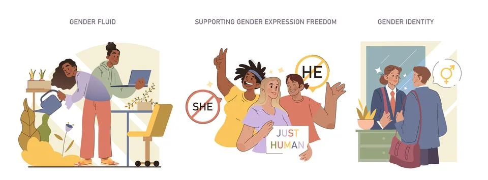 Gender Evolution set. Stock Illustration