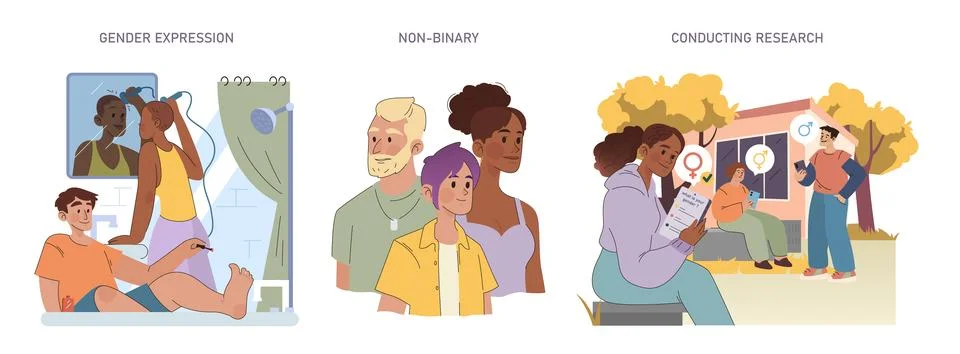 Gender Evolution set. Stock Illustration