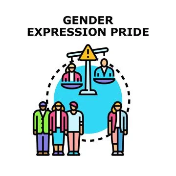 Gender expression pride concept with people figures Stock Illustration