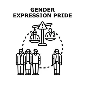 Gender expression pride concept with people figures Stock Illustration