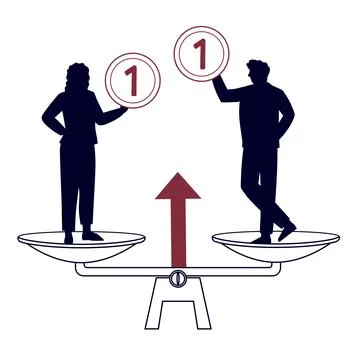 Gender gap and equality between men and women, , flat vector . on white bac.. Stock Illustration