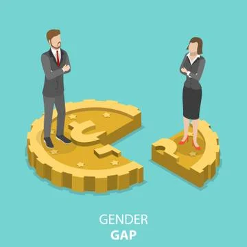 Gender gap flat isometric vector concept. Stock Illustration