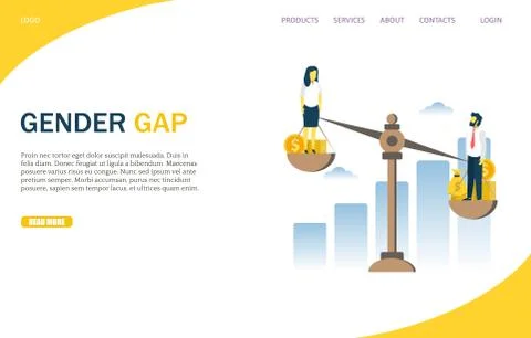 Gender gap vector website landing page design template Stock Illustration