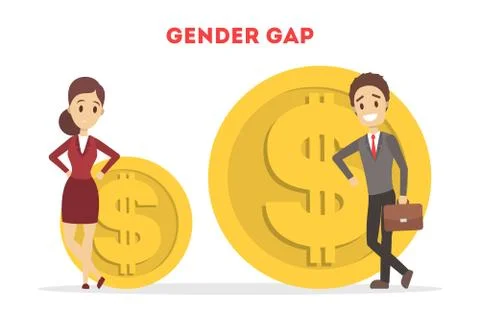 Gender gap web banner concept. Idea of different salary Stock Illustration