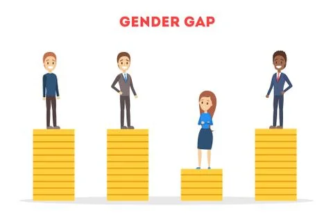 Gender gap web banner concept. Idea of different salary Stock Illustration