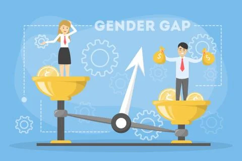 Gender gap web banner concept. Idea of different salary Stock Illustration