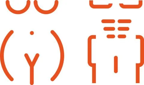 Gender geometric icons. Man and woman in orange. Stock Illustration
