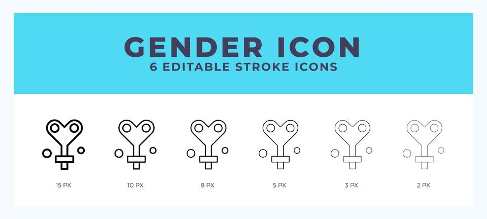 Gender icon in thin line. Bold line. Regular line. Editable stroke. Stock Illustration