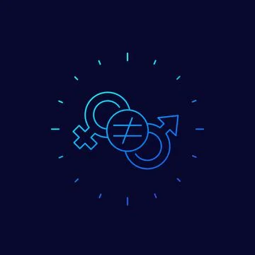 Gender inequality line icon, vector Illustrazione stock