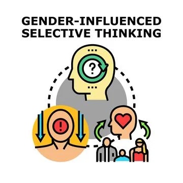 Gender influenced selective thinking process concept Stock Illustration