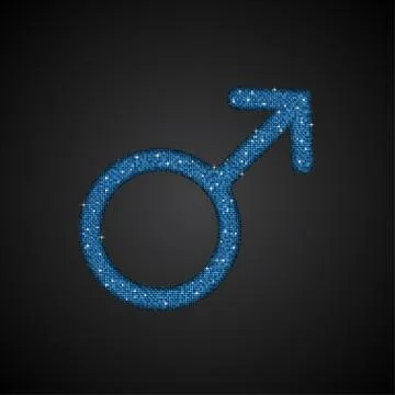 Gender Men Blue Sequins Vector Icon. Stock Illustration