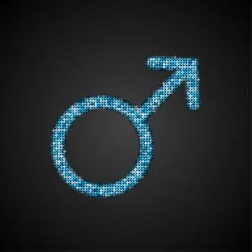 Gender Men Blue Sequins Vector Icon. Stock Illustration