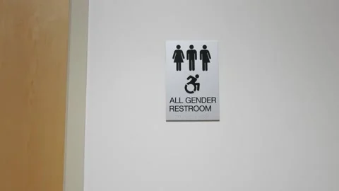 Gender neutral bathroom Video stock 168901531