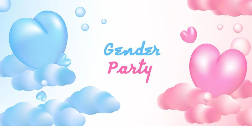 Gender Party invitation template vector illustration design. Stock Illustration