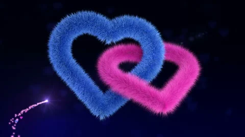 Gender plush hearts soaring on a magic background Stock Footage 102654259