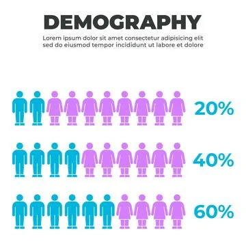 Gender Representation in Demographic Population Chart Stock Illustration