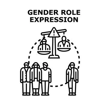 Gender role expression and identity balance concept Stock Illustration