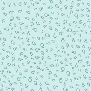 Gender seamless pattern in turquoise colors. vector illustration male female Illustrazione stock