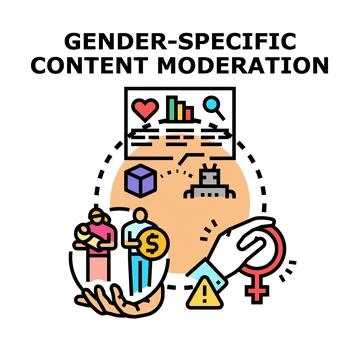 Gender specific content moderation assessing digital communication data 库存插图
