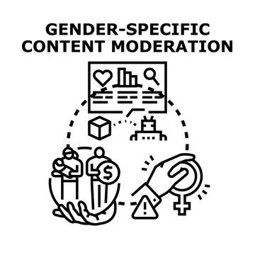Gender specific content moderation assessing digital communication data Stock Illustration