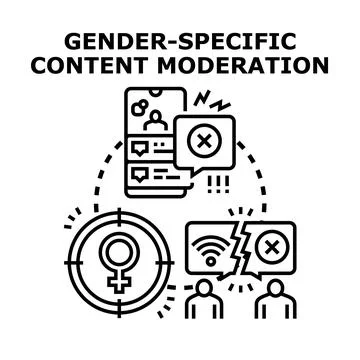 Gender specific content moderation blocking online harassment Stock Illustration