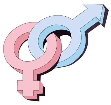 Gender symbols interlocked Illustrazione stock