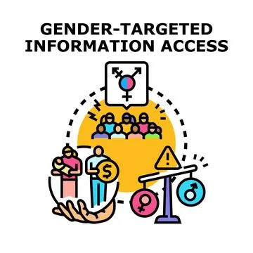 Gender targeted information access concept vector drawing Stock Illustration