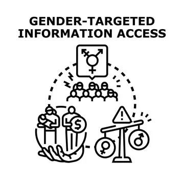 Gender targeted information access concept vector drawing イラスト素材