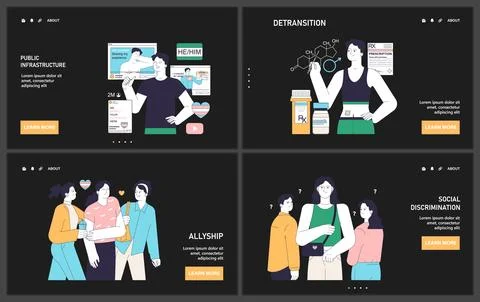 Gender transition consequences set. Gender-affirming therapy, positive Stock Illustration