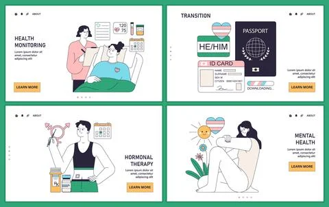 Gender transition consequences web or landing set. Gender-affirming Stock Illustration