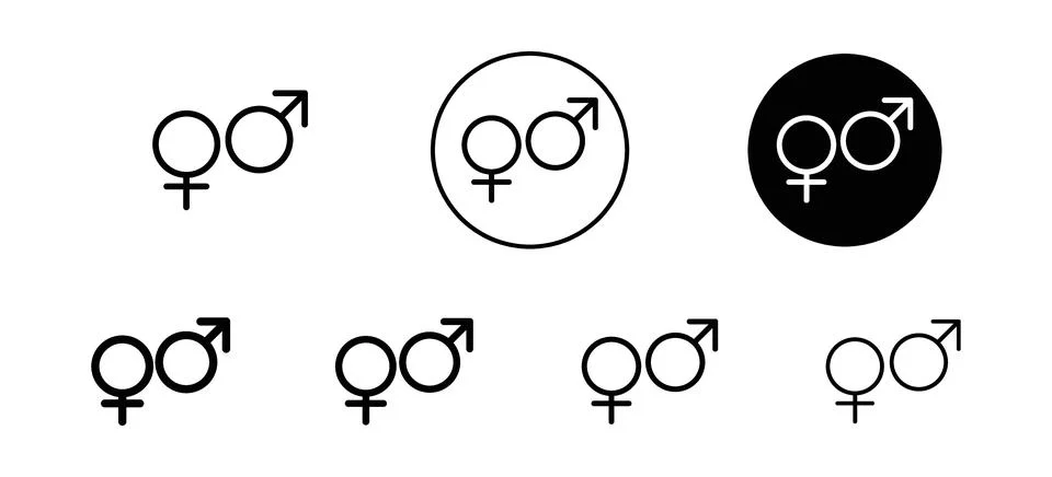 Gender vector icon set collection. Gender Outline flat Icon. Stock Illustration
