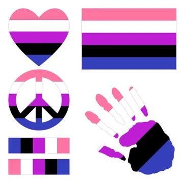 Genderfluid pride design elements. Stock Illustration
