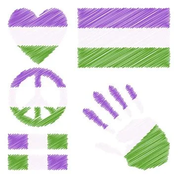 Genderqueer pride design elements. Stock Illustration