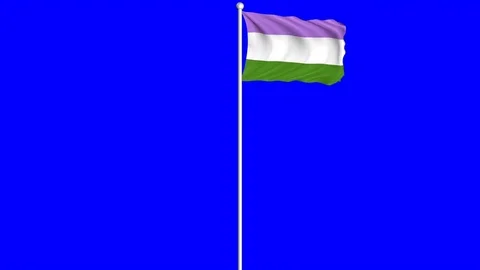 Genderqueer Pride Flag Waving Fluttering on Wind Loopable Green Screen Matte Stock Footage 77698205