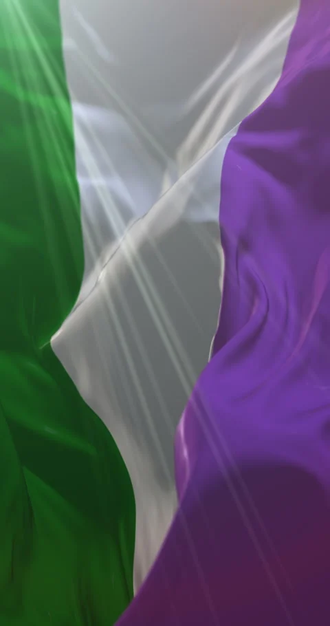 Genderqueer pride flag waving. Loop. 4K Vertical Stock Footage 306968524