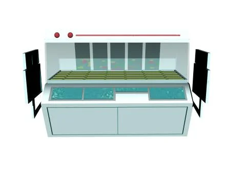 Gene database in the laboratory with an examination table Stock Illustration