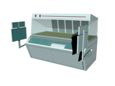 Gene database in the laboratory with an examination table Stock Illustration