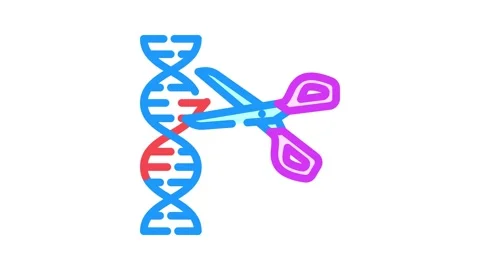 Gene editing scissors genetic color icon animation Stock Footage 327257437