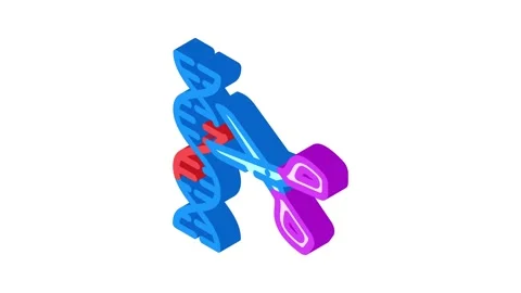 Gene editing scissors genetic isometric icon animation Stock Footage 327277089
