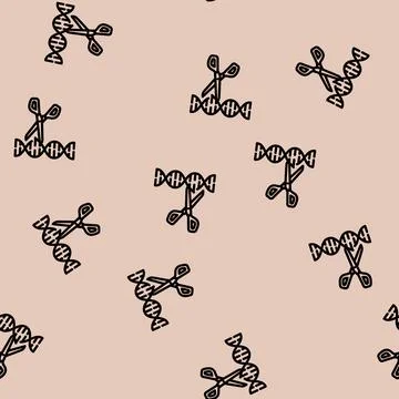 Gene editing scissors genetic line vector seamless pattern Stock Illustration