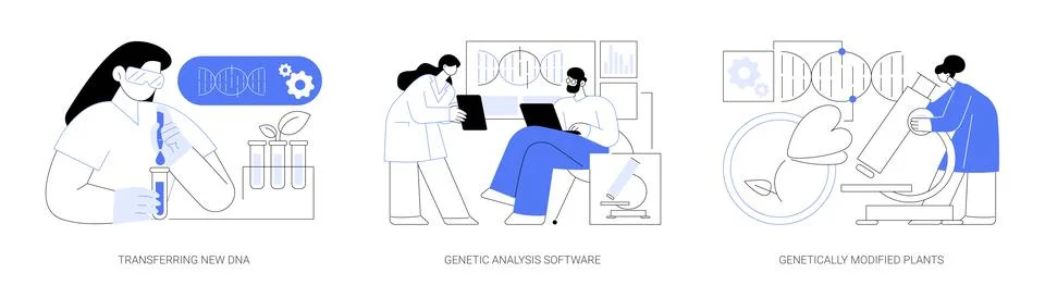 Gene engineering abstract concept vector illustrations. Illustrazione stock