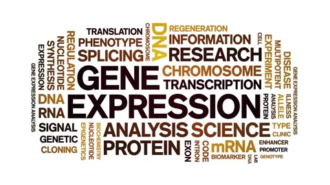 Gene Expression animated word cloud,animation kinetic typography seamless loop. Stock Footage 293751230
