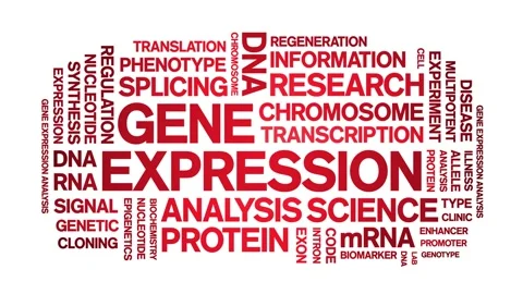 Gene Expression animated word cloud,animation kinetic typography seamless loop. Stock Footage 293751301