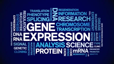 Gene Expression animated word cloud,animation kinetic typography seamless loop. Stock Footage 293751613