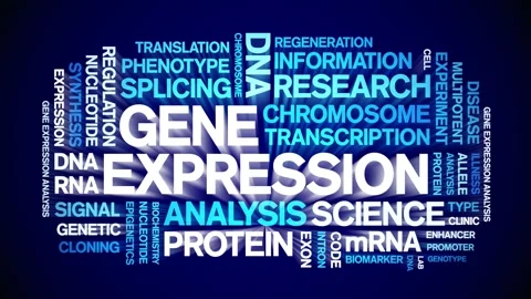 Gene Expression animated word cloud,animation kinetic typography seamless loop. Stock Footage 293751659