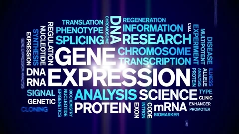 Gene Expression animated word cloud,animation kinetic typography seamless loop. Stock Footage 293751802