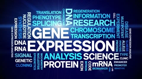 Gene Expression animated word cloud,animation kinetic typography seamless loop. Stock Footage 293751943